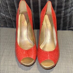 Lilly Pulitzer Resort Chic Distressed Metallic Gold Wedges in Island Coral - 6